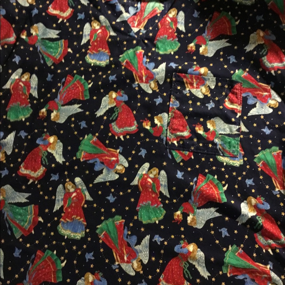 Set of two handmade Christmas scrub tops